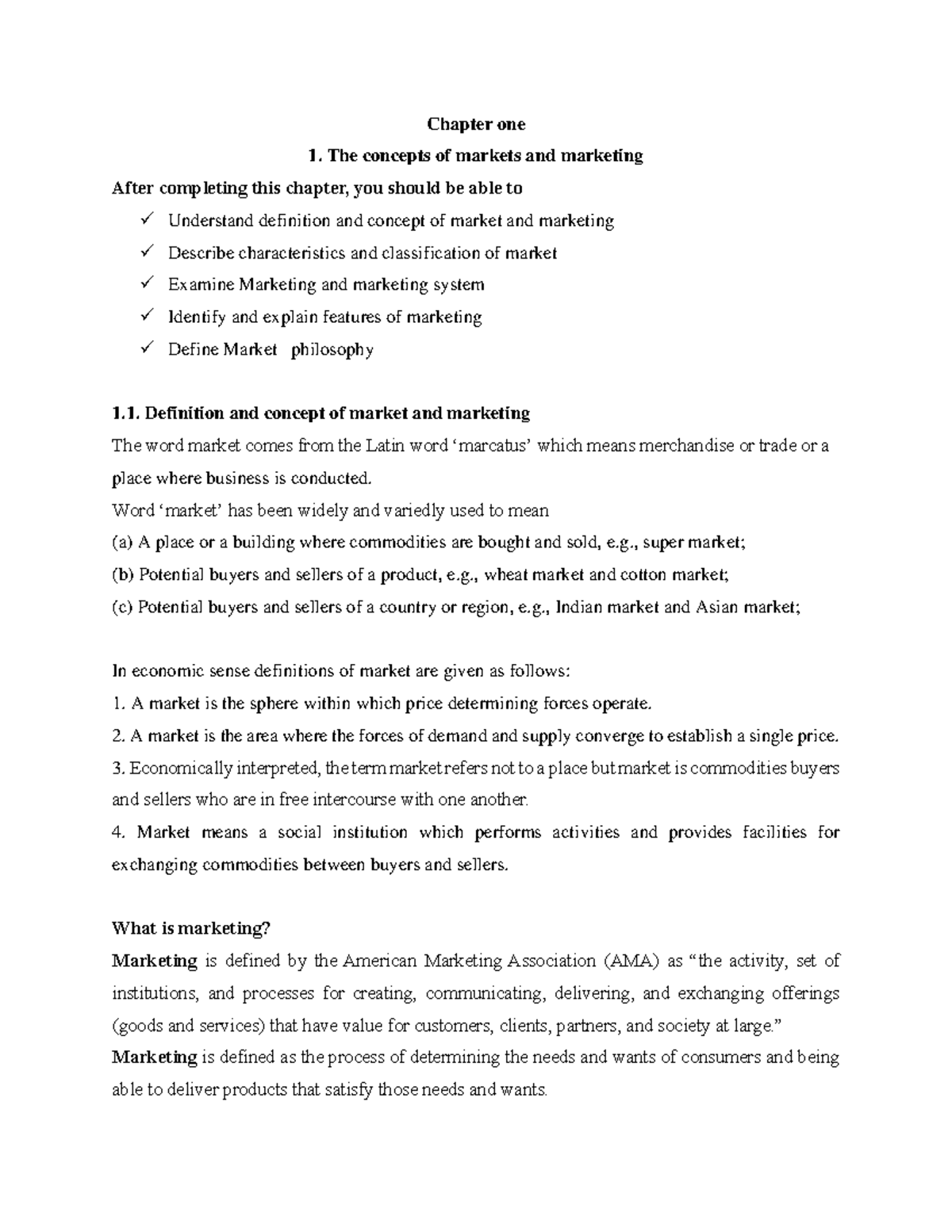 Marketing Concepts and Agricultural Markets: Chapters 1 & 2 Overview ...