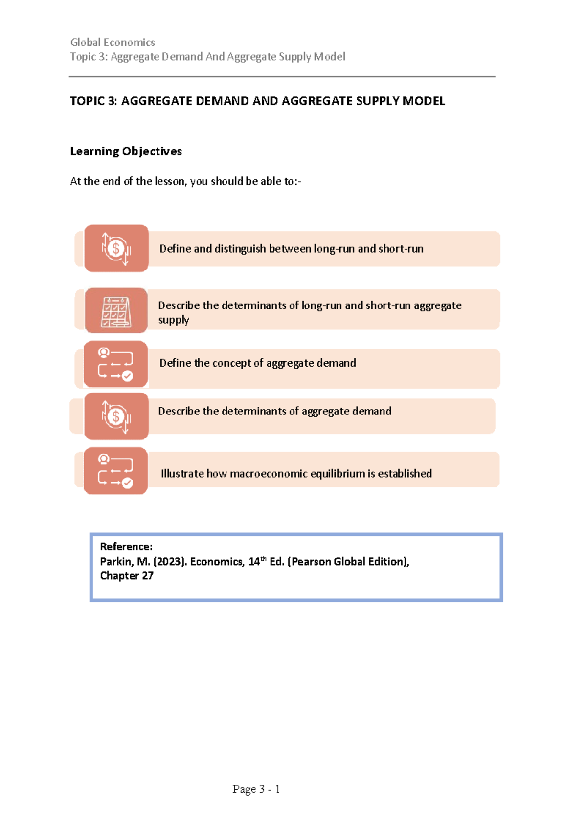 BEC1008 T3: Aggregate Demand & Supply Model Overview - Studocu