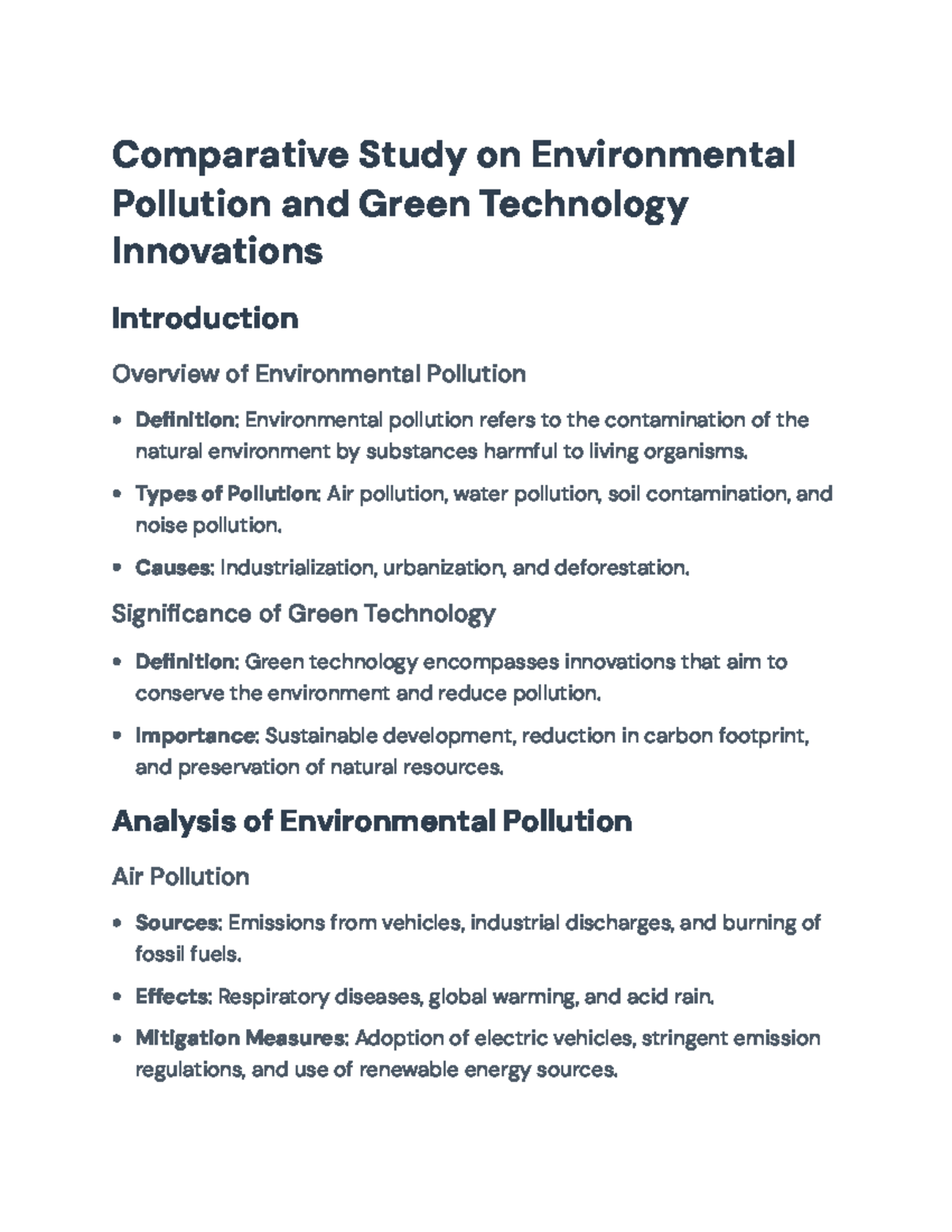 Comparative Study on Environmental Pollution & Green Tech Innovations ...