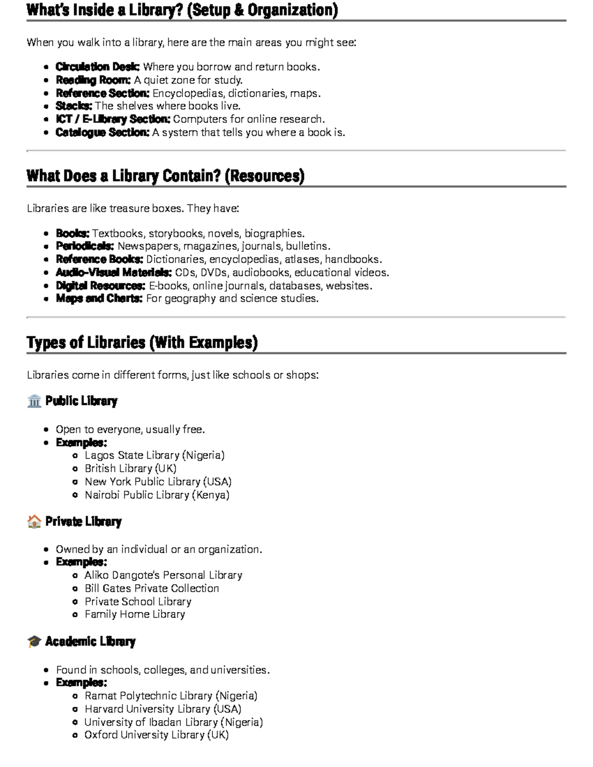 Library Overview and Resources: A Comprehensive Note (Markor) - Studocu