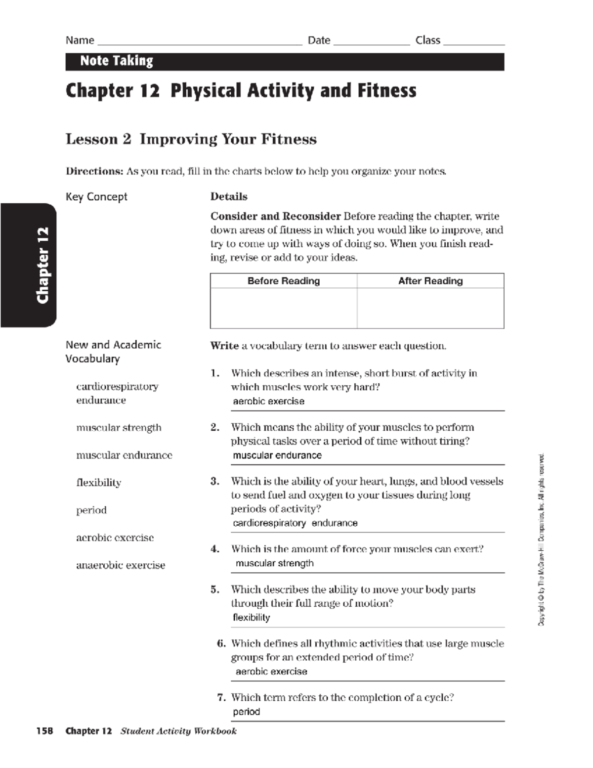 12 - Health and Wellness 12.2 answer sheet - Studocu