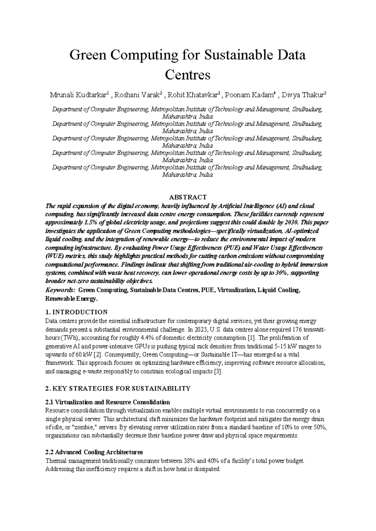 Green Computing Strategies for Sustainable Data Centres - Studocu