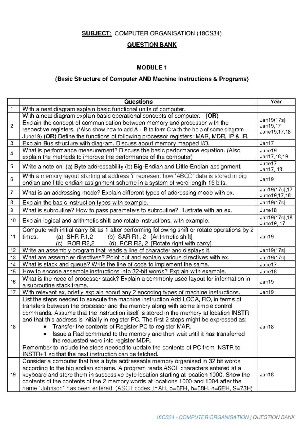 VTUNOTESSRI COMPUTER ORGANIZATION MODULE 3: MEMORY SYSTEM CONCEPTS ...