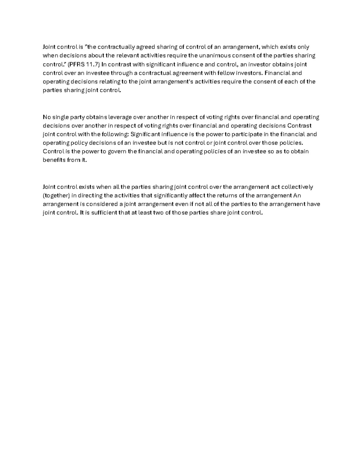 Joint Arrangements Explained - PFRS 11 Insights on Joint Control - Studocu