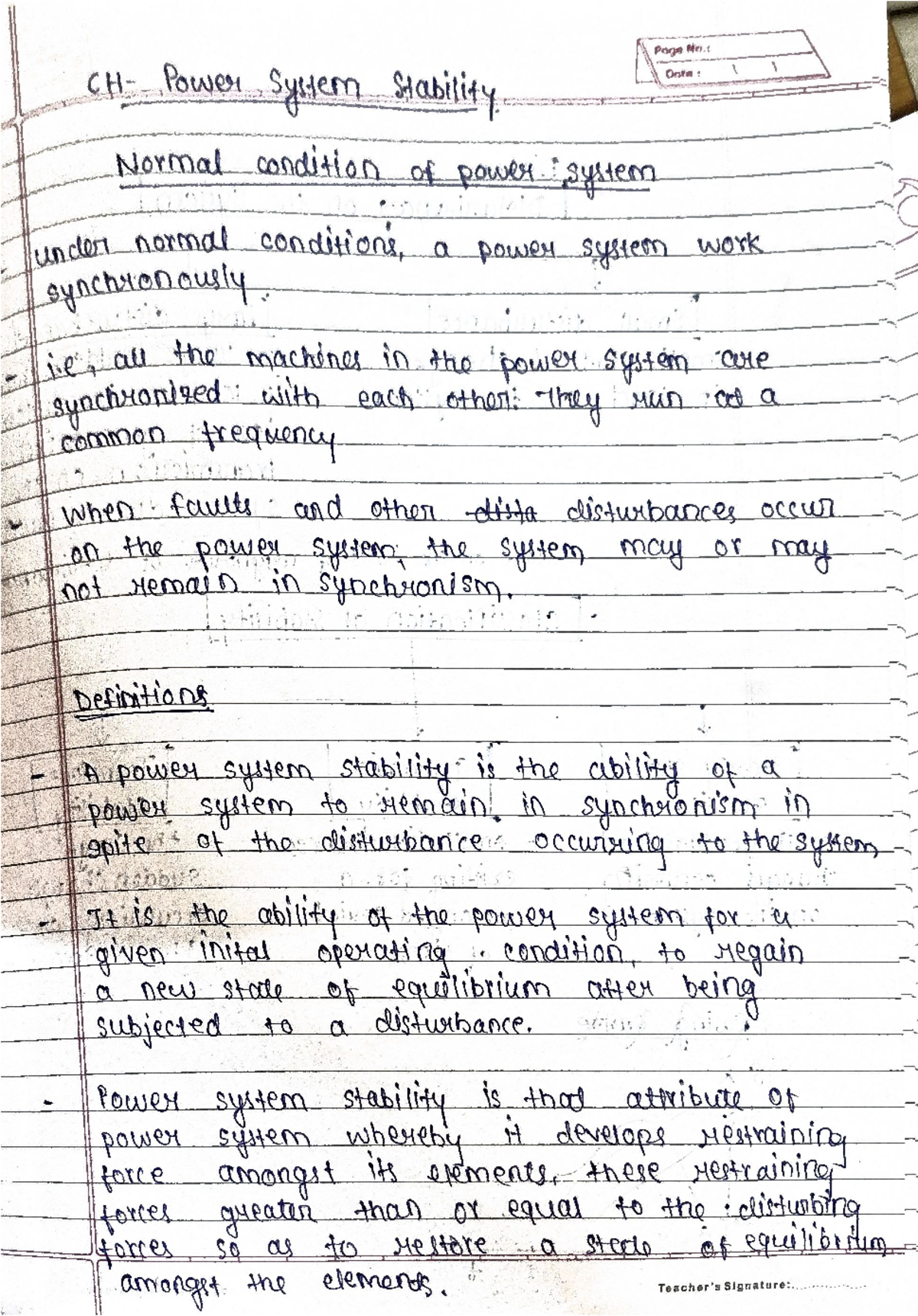 Power System Stability Notes (Excl. Equal Area Criteria) - Studocu