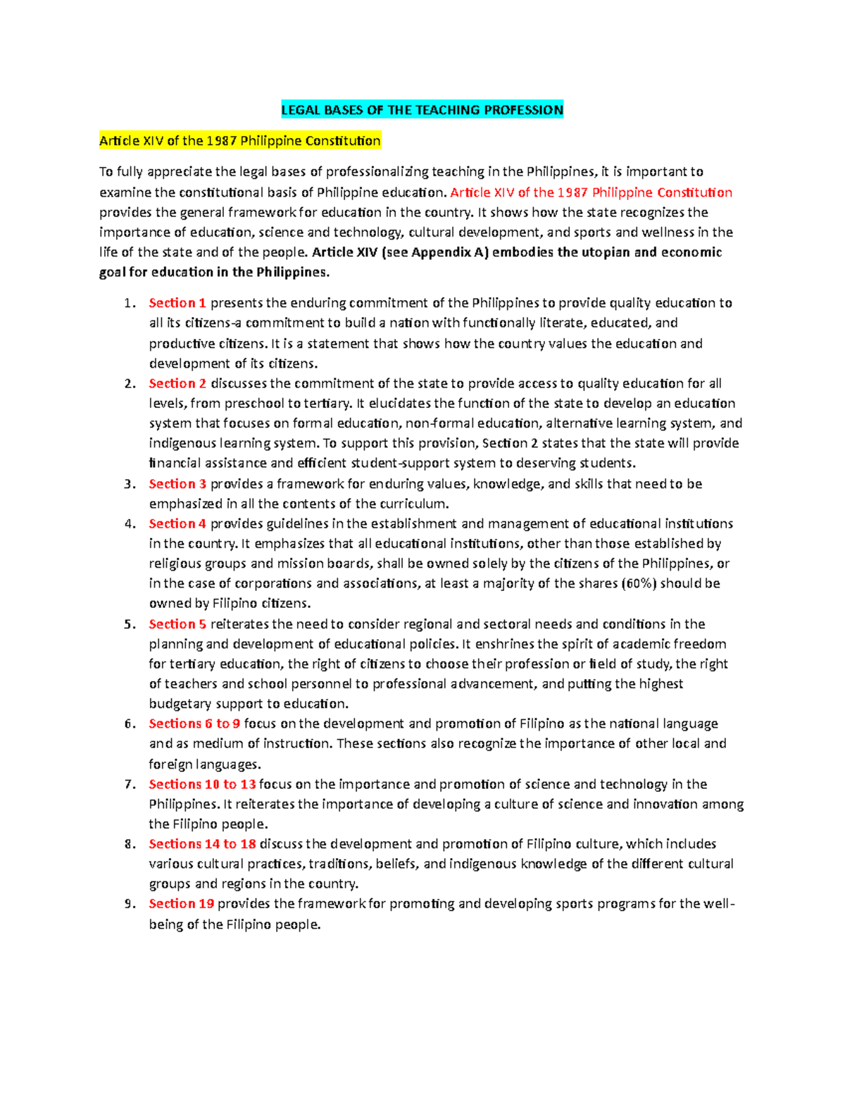 Legal Foundations of the Teaching Profession in the Philippines - Studocu