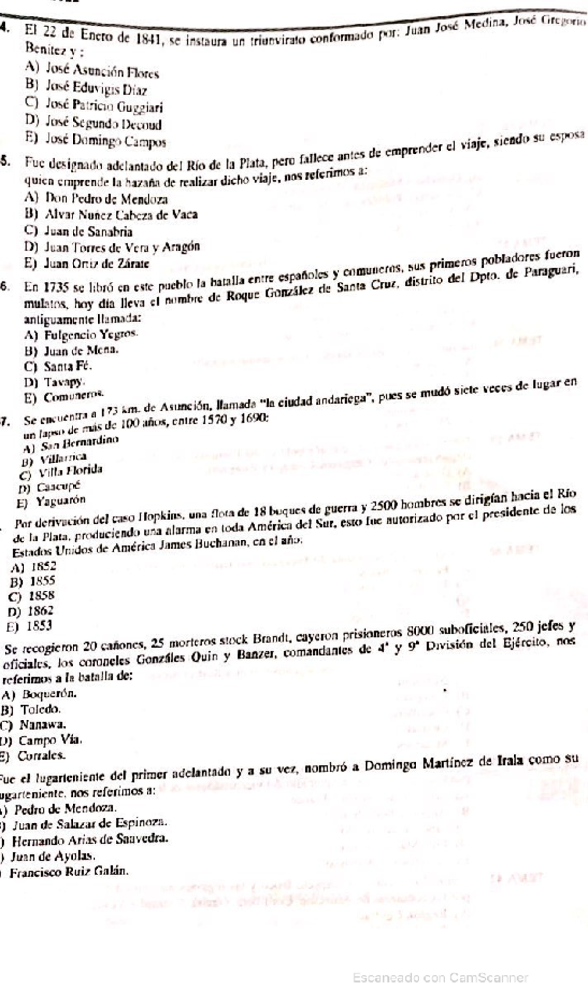 Historia - Academil 2022-3: Exámenes y Temas Clave de Paraguay - Document Preview