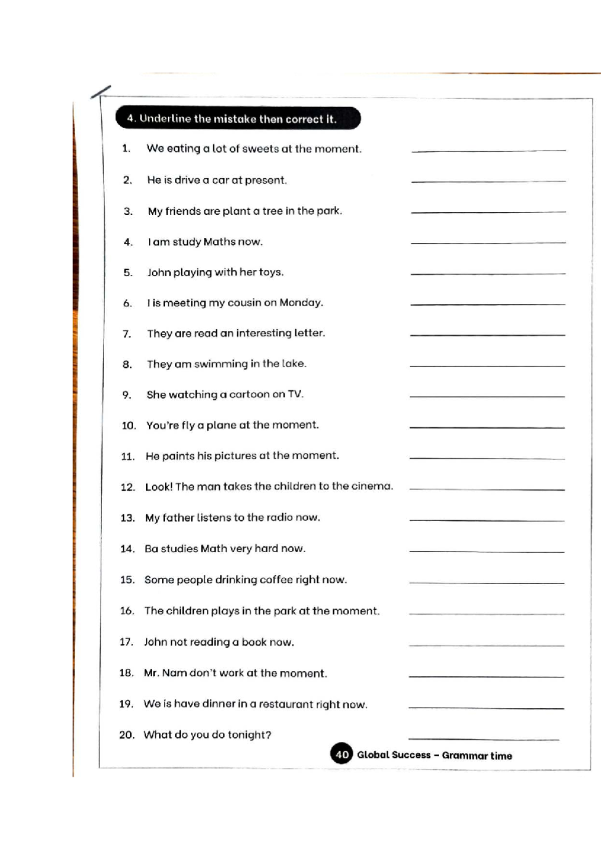 Grammar Correction Exercises for ESL Students (Course Code: 6) - Studocu