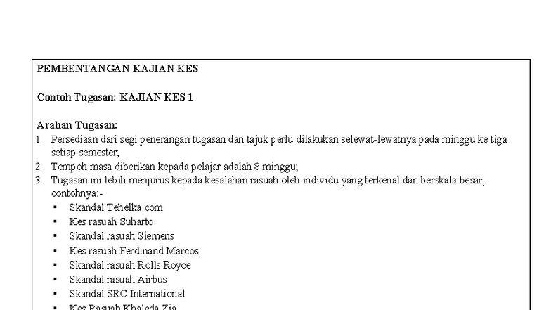 Pembentangan KAJIAN KES: Skandal Rasuah Terkenal dan Implikasinya - Studocu