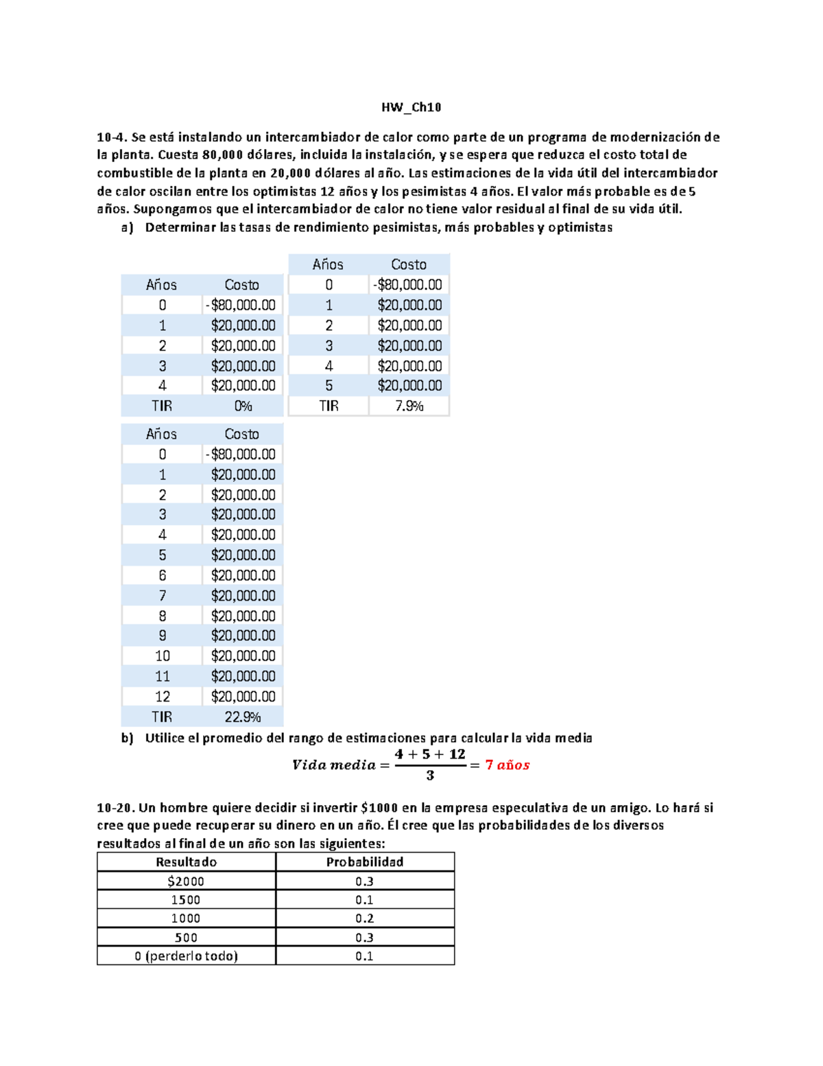 HW_Cap10 Análisis de Inversión y Mantenimiento de Intercambiadores de Calor - Document Preview