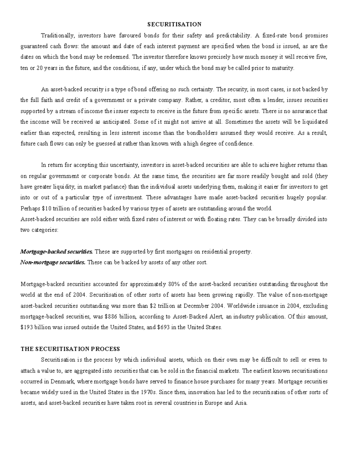 Securitization - Financial Market - SECURITISATION Traditionally ...