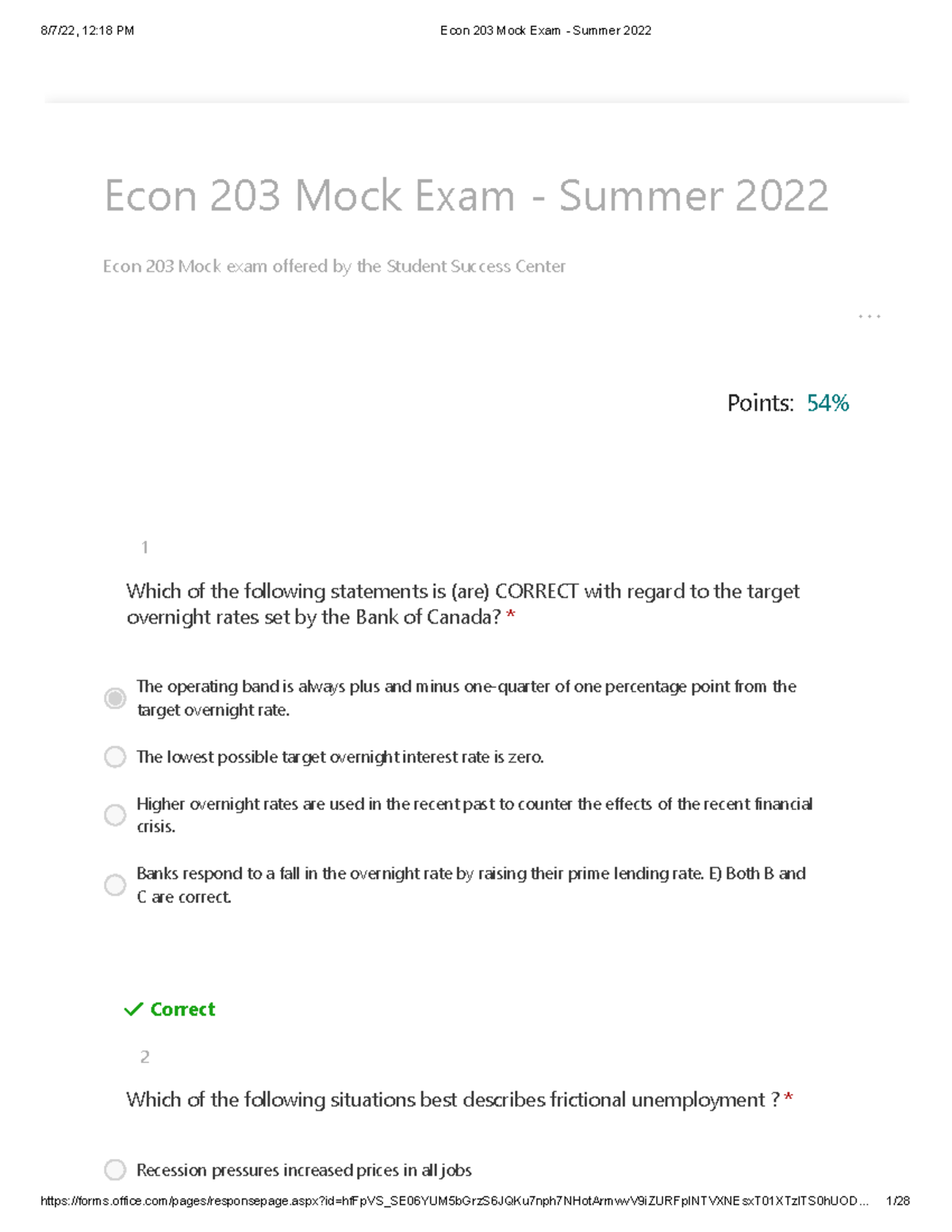 Econ 203 Mock Exam Study Guide - Summer 2022 Revision Notes - Studocu