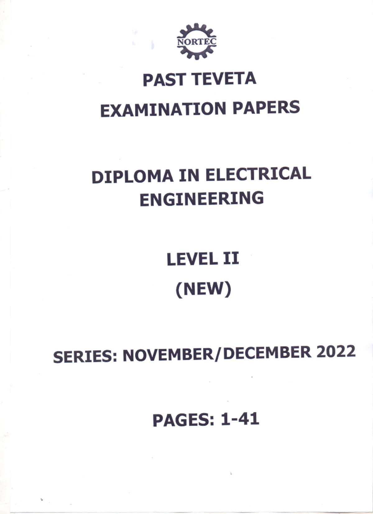 Diploma IN Electrical Engineering Level II (NEW) Past Exam Papers 2022 ...