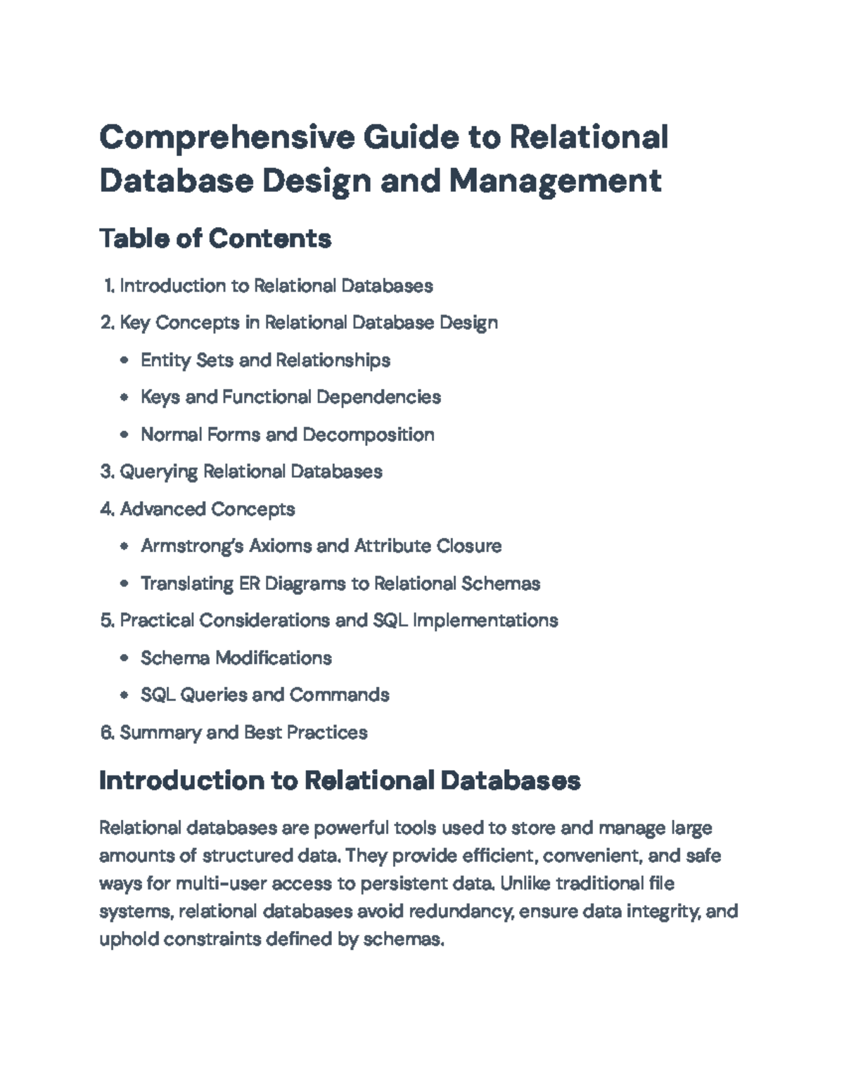 Comprehensive Guide to Relational DB Design & Management (CS101) - Studocu