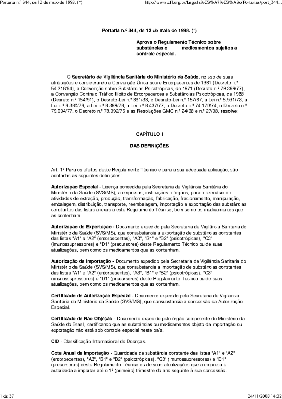 Portaria Nº 344, DE 12 DE MAIO DE 1998 - Portaria n.º 344, de 12 de ...