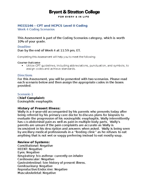 MCCG146 - Week 4 Coding Scenarios and Assignments Guide - Studocu