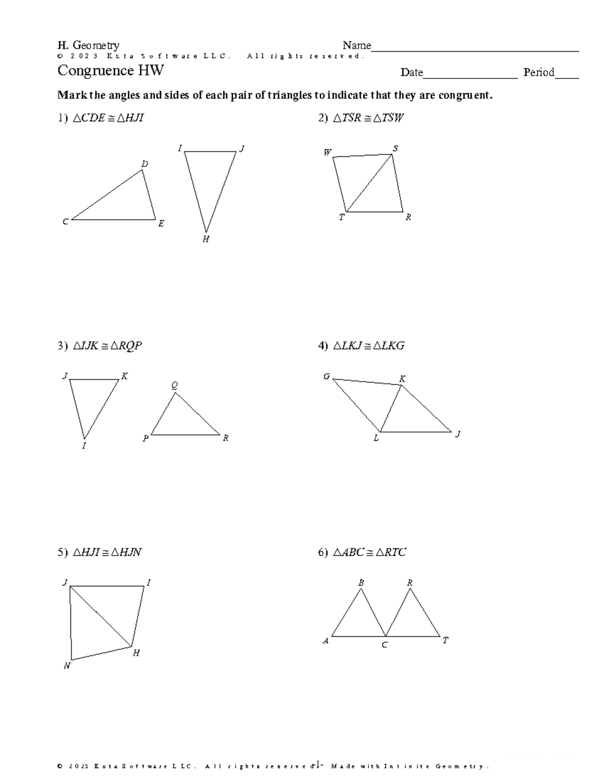 Congruence Geometry Homework (HW) for H. Geometry Course - Studocu