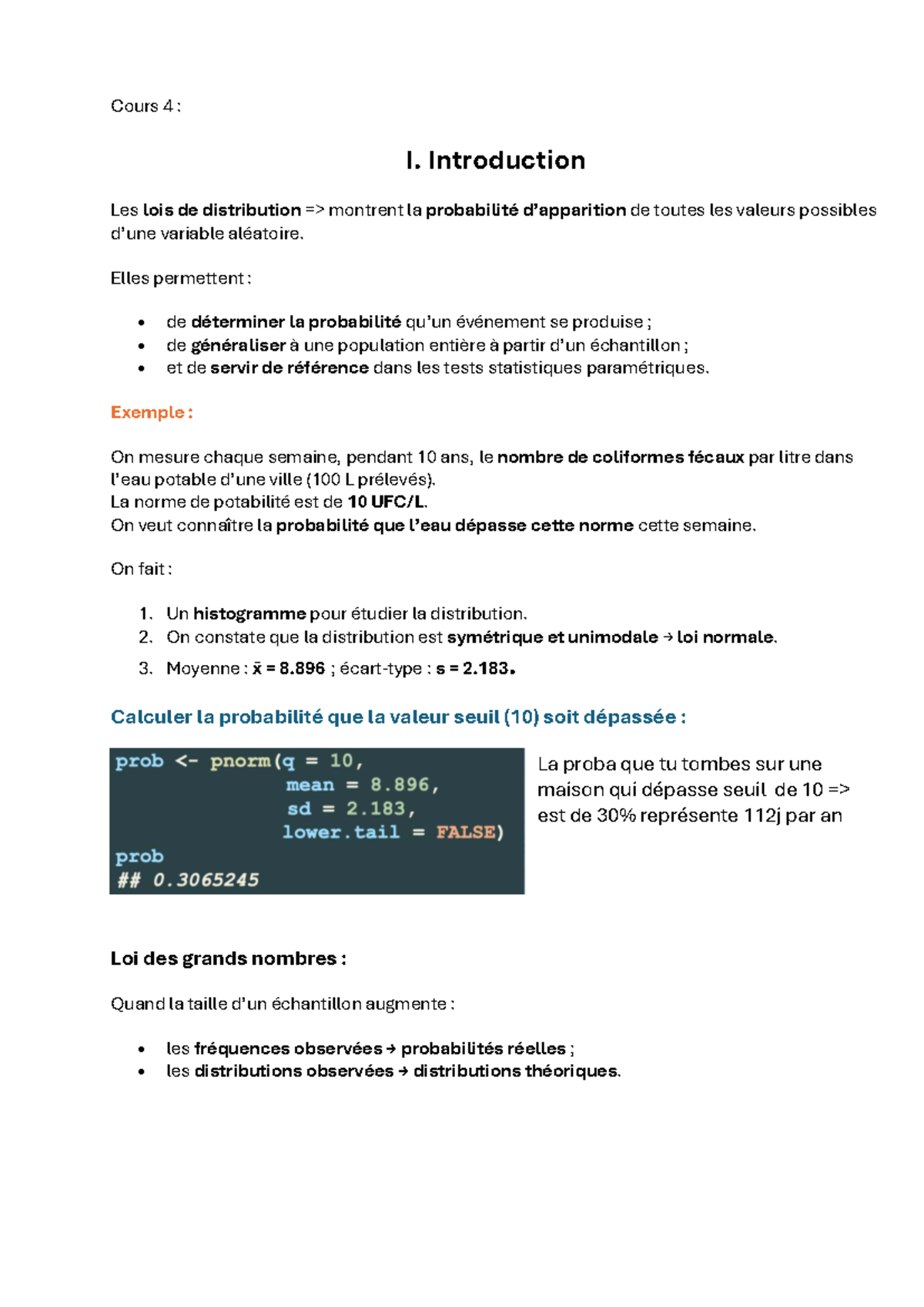 Biostatistique 4 : Introduction aux Lois de Distribution et ...