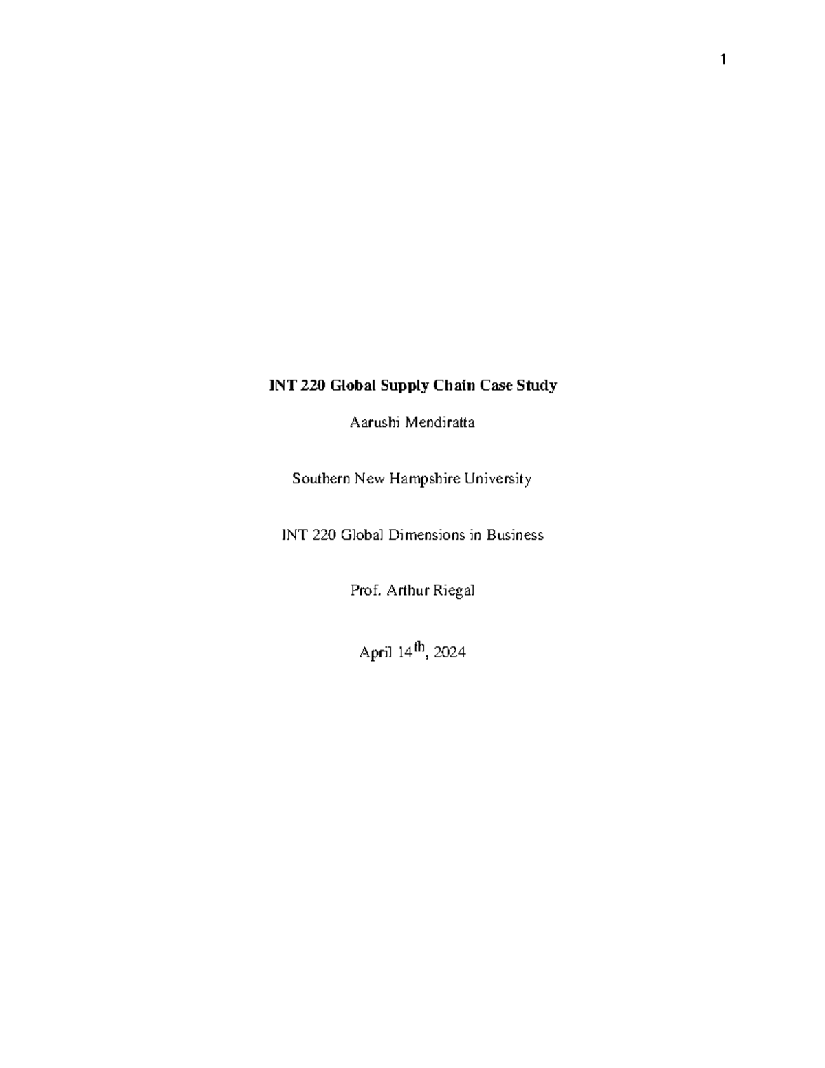 INT 220 Final Exam Case Study on Global Supply Chain Issues - Studocu