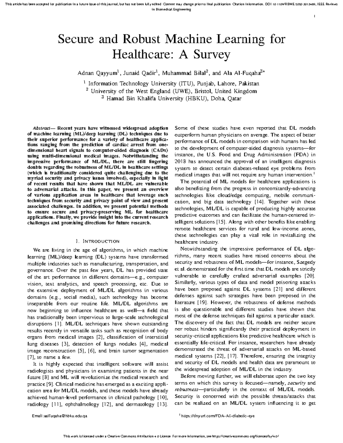 328760438 - Report - in Biomedical Engineering 1 Secure and Robust ...
