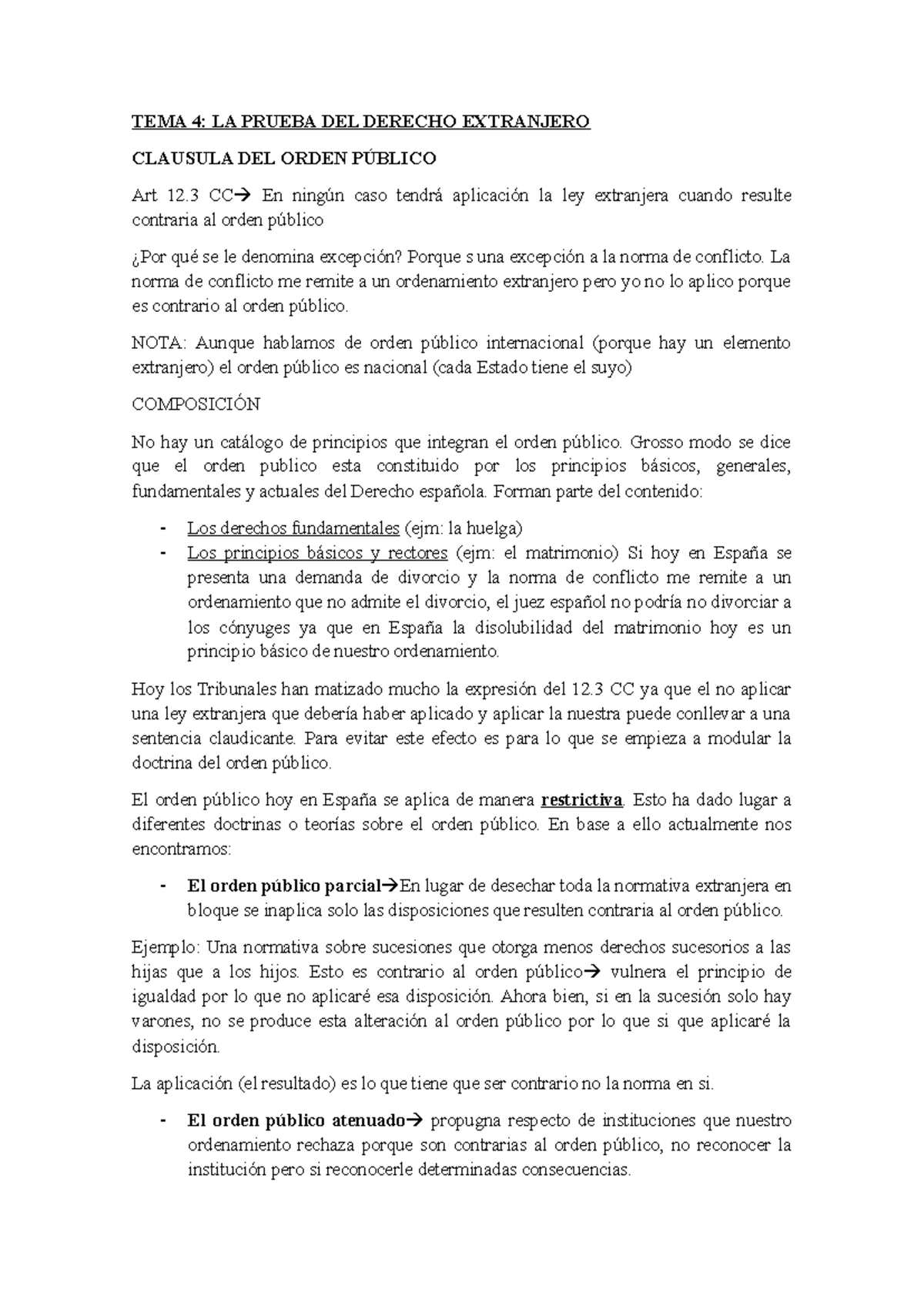 TEMA 4 Apuntes De Clase Con Ejemplos TEMA 4 LA PRUEBA DEL DERECHO EXTRANJERO CLAUSULA DEL