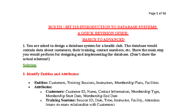 BCS 221: Database System Design and Implementation Guide - Studocu
