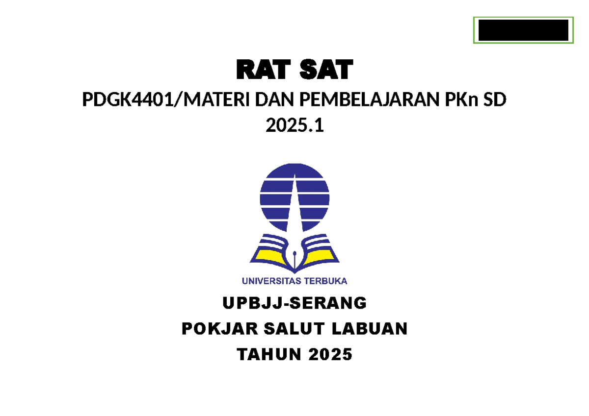 Coverrat SAT - semoga manfaat - social - RAT SAT PDGK4401/MATERI DAN ...