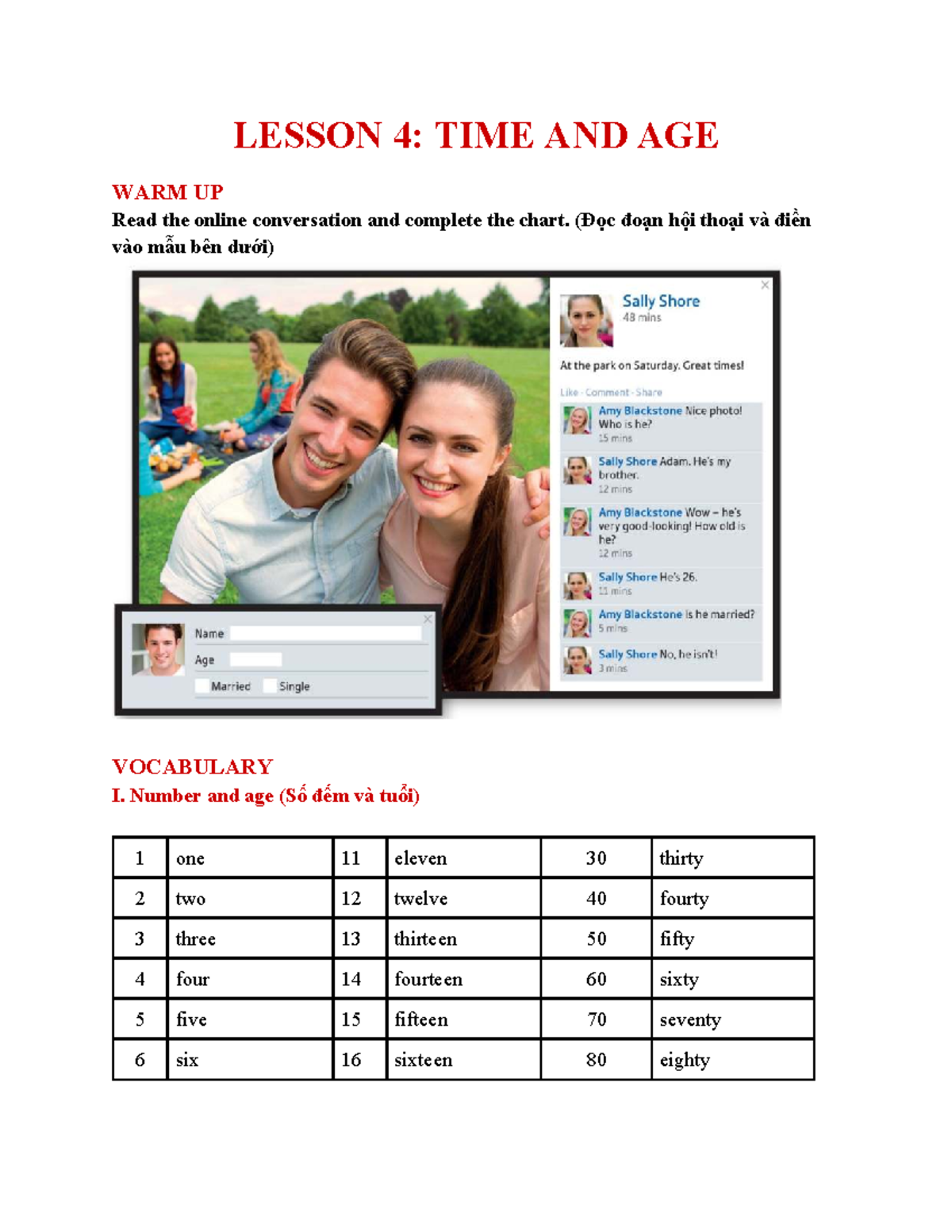 LESSON 4: TIME AND AGE WARM UP (HN F232) - Studocu