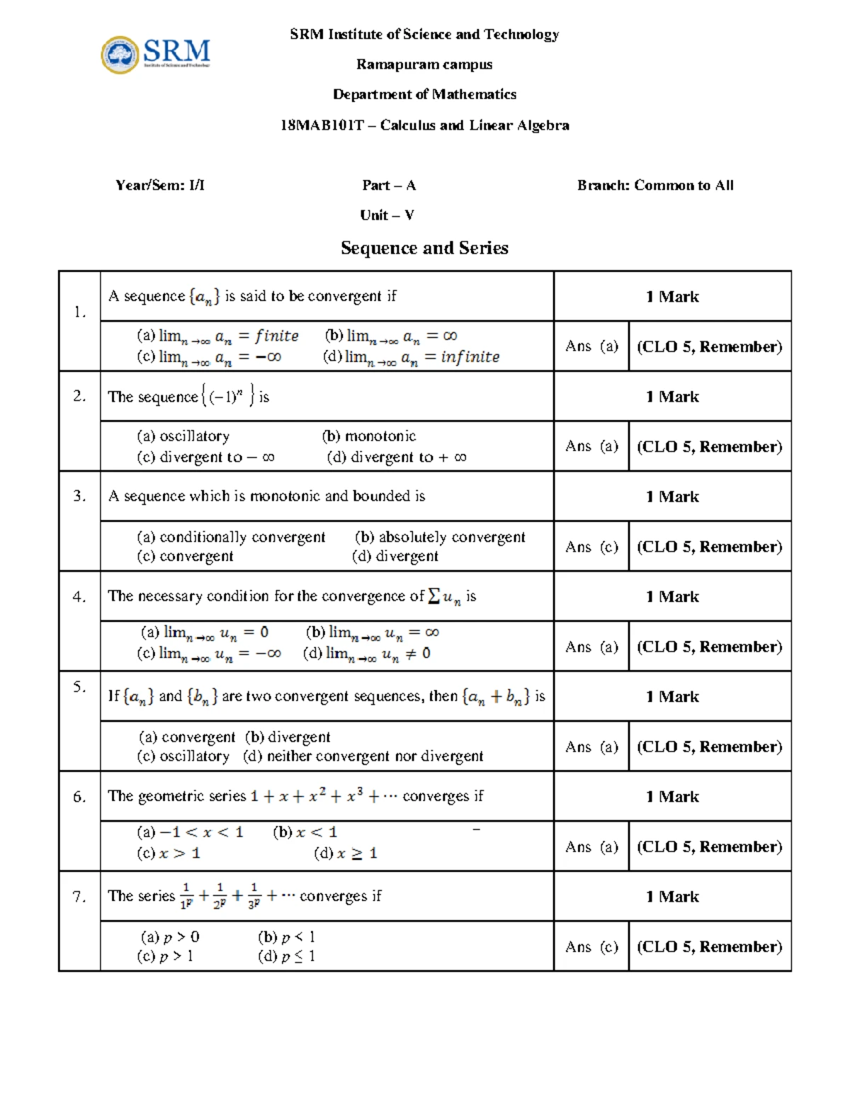 Unit 4 - Part A - study - SRM Institute of Science and Technology ...
