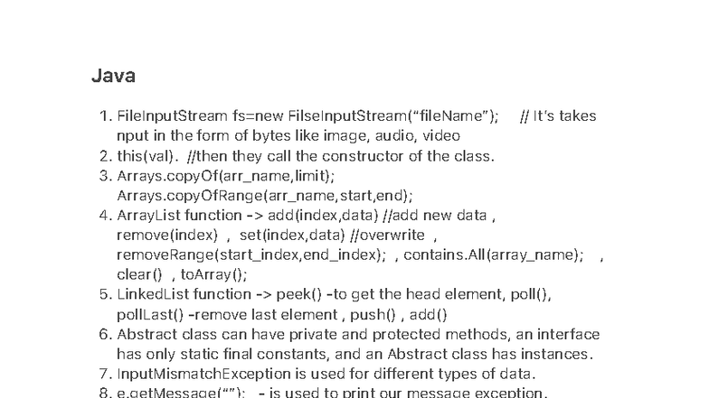 Java - Comprehensive Guide to Java Concepts and Exception Handling ...