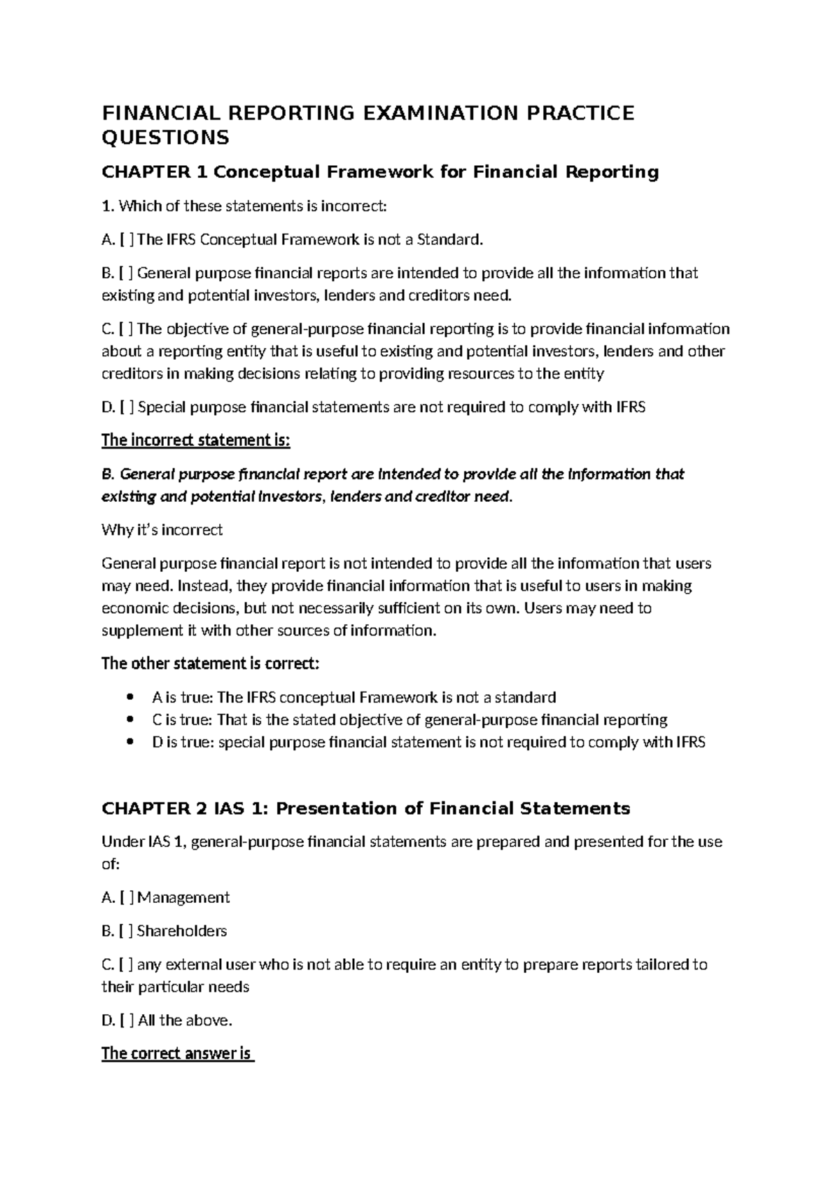 FR Exam Review MCQ - FRA: Key Concepts and Practice Questions - Studocu