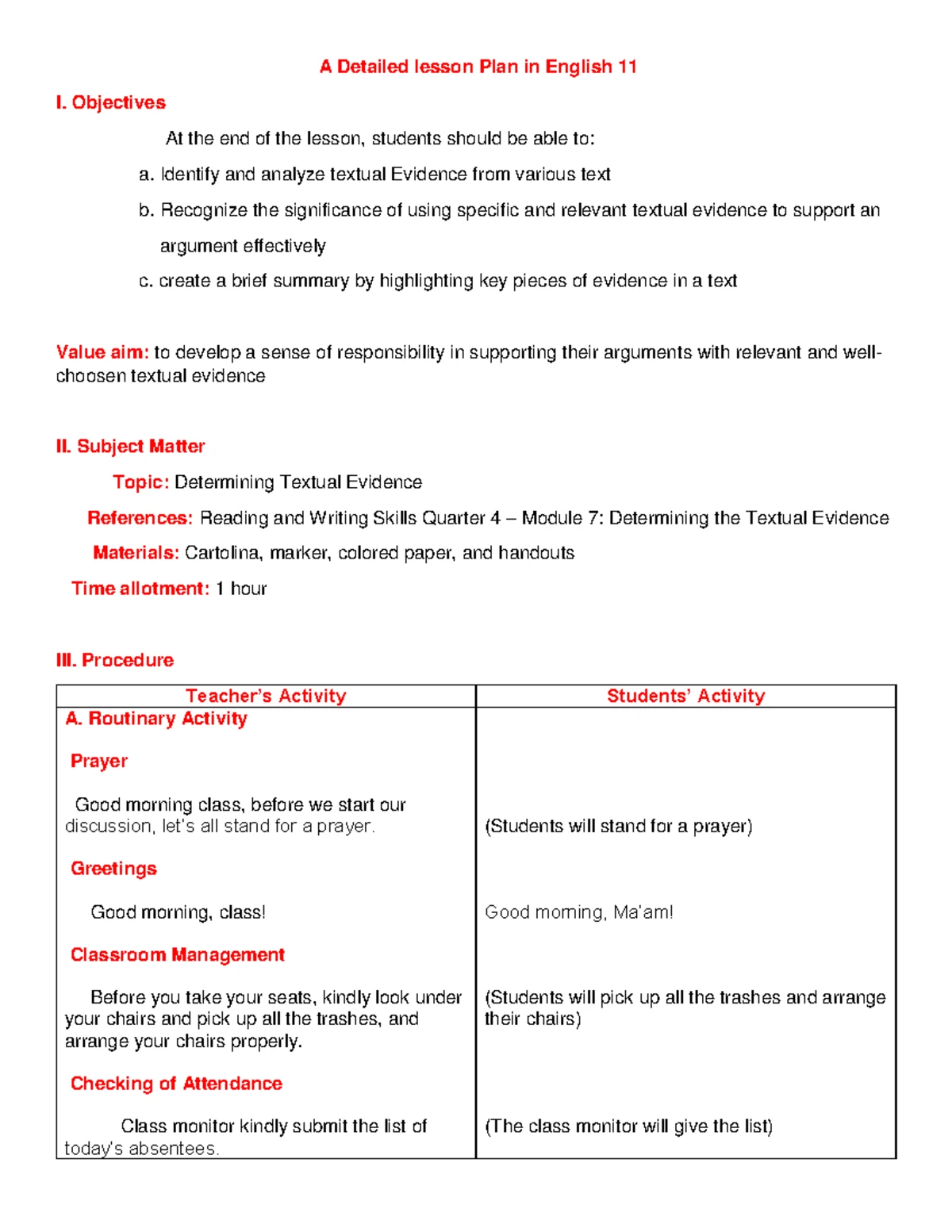 A detailed lesson plan on determining truthfulness in English 9 - Studocu