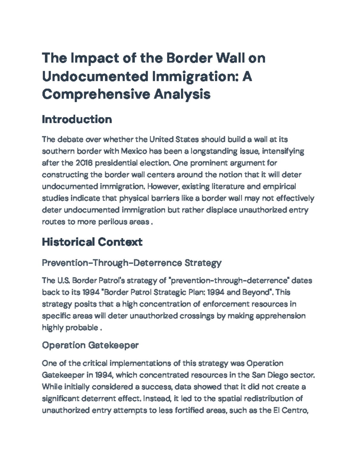 Deterrence, Displacement, and Death: Analyzing the Border Wall's Impact ...