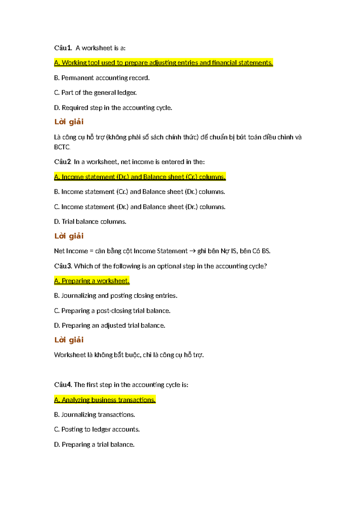 Chapter 4 - Accounting Cycle Concepts and Worksheet Applications - Studocu