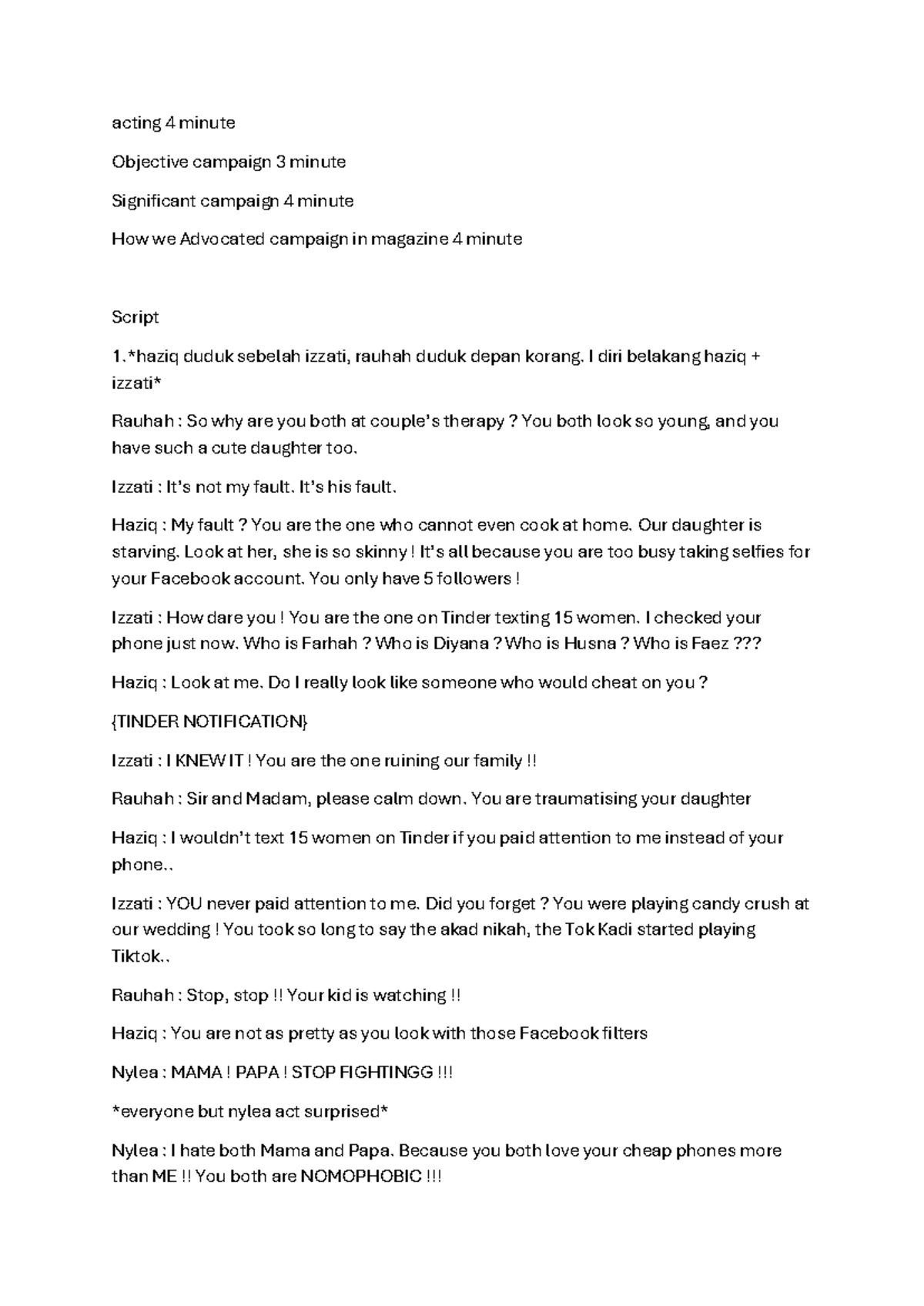 Acting Script: 4-Minute Therapy Scene Analysis - Studocu