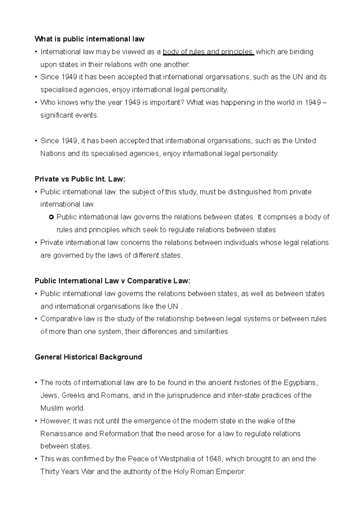 Public International Law: Key Concepts and Historical Context (PUB ...