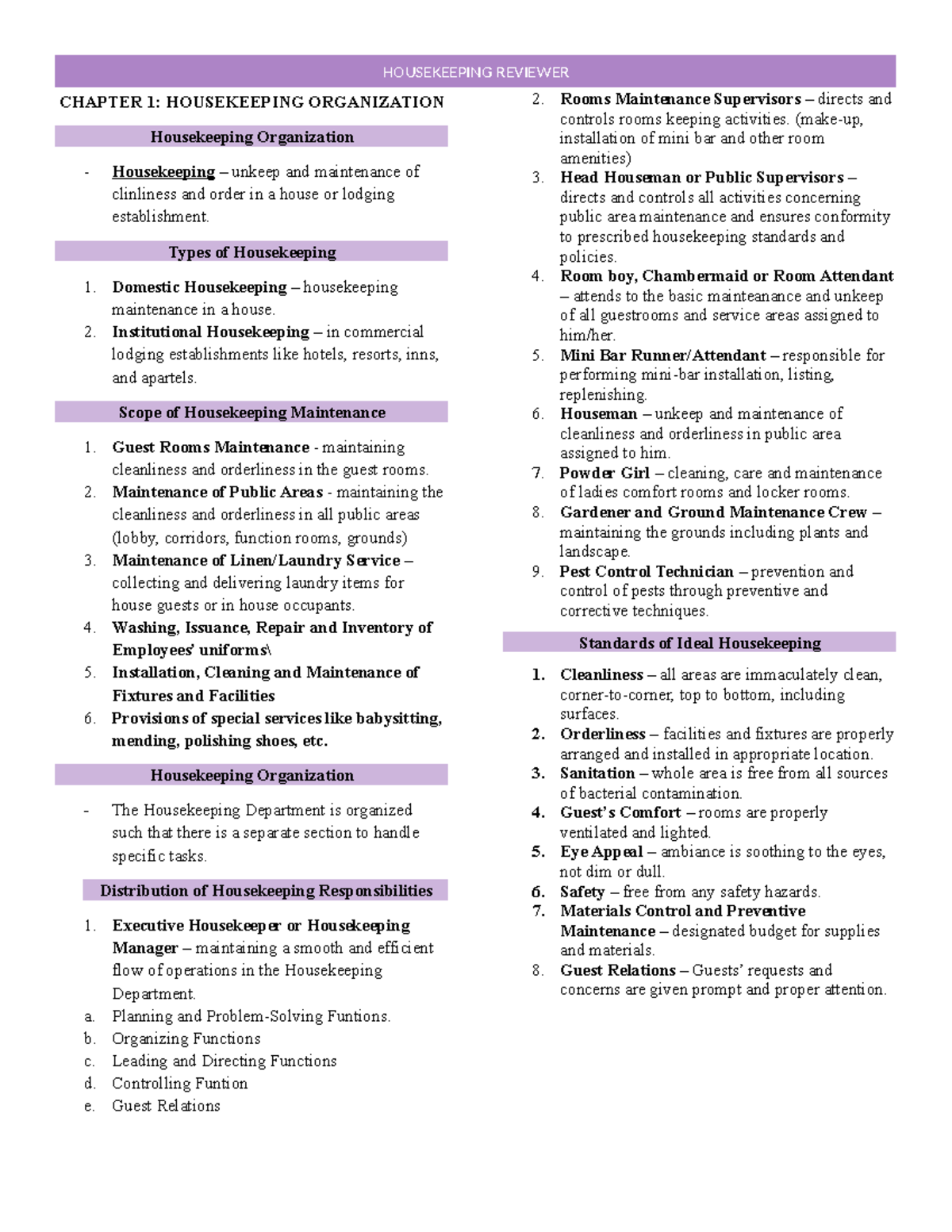 Housekeeping Organization and Maintenance: Essentials for Hospitality ...