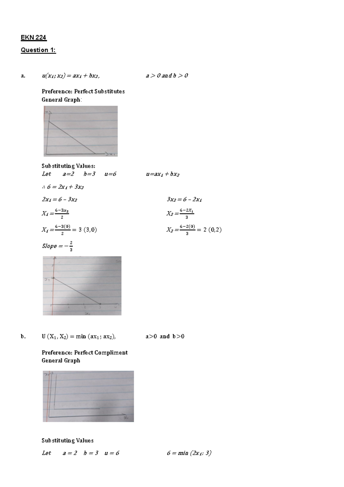 EKN 214 Semester 1 Assignment 1 - 2024 - EKN 224 Question 1: a. u(x 1 ...