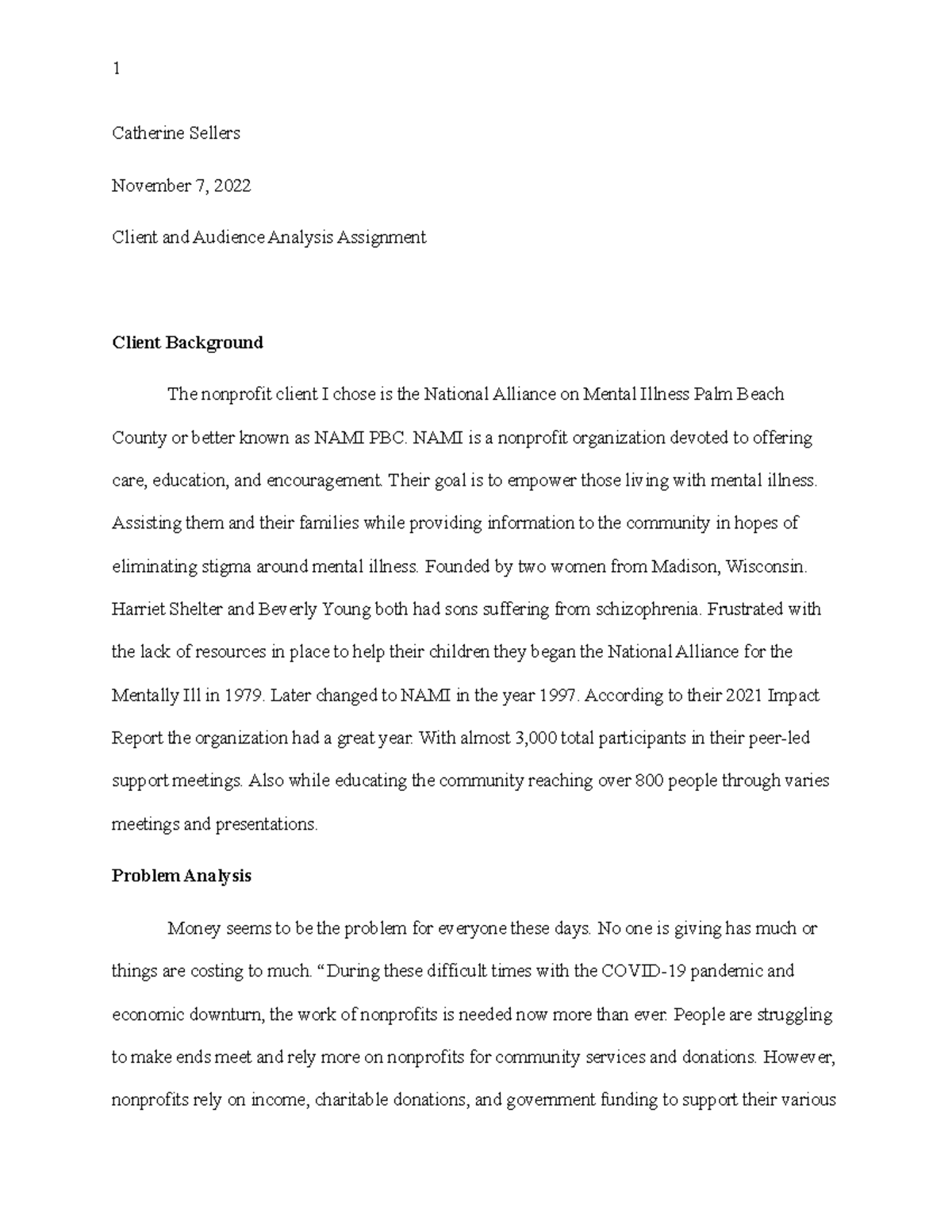 Client and Audience Analysis Assignment (NAMI PBC) - Studocu
