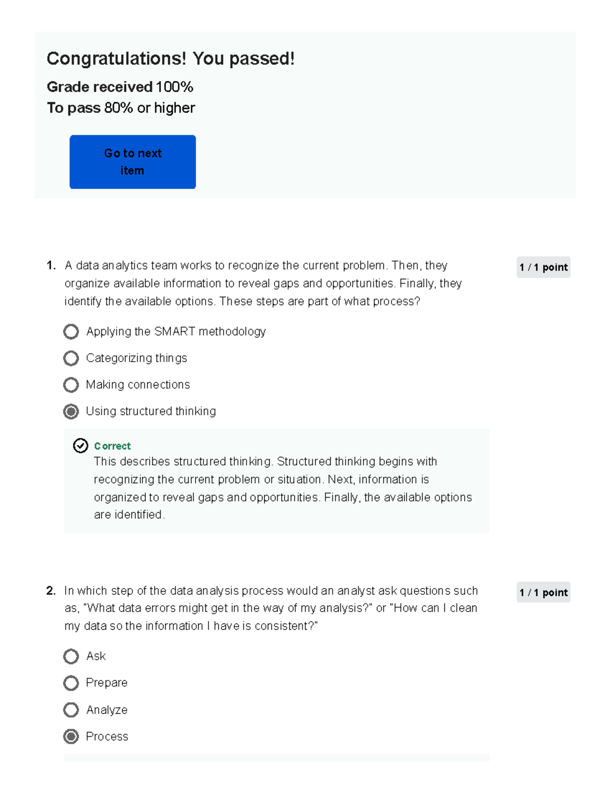 1.2.4 Data Analytics Process Knowledge Test: Structured Thinking and ...
