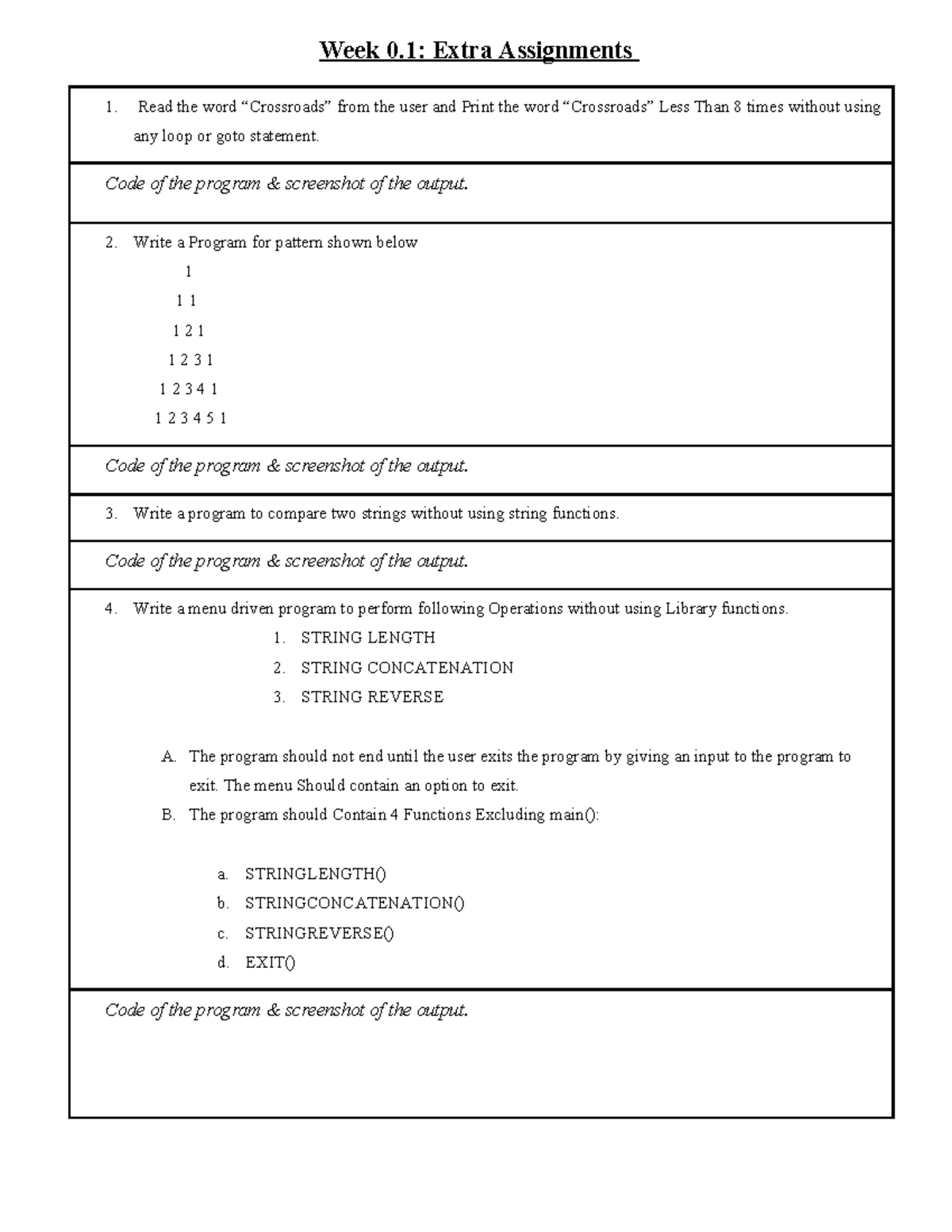 Week 0: Extra Assignments on Programming Concepts and Patterns - Studocu