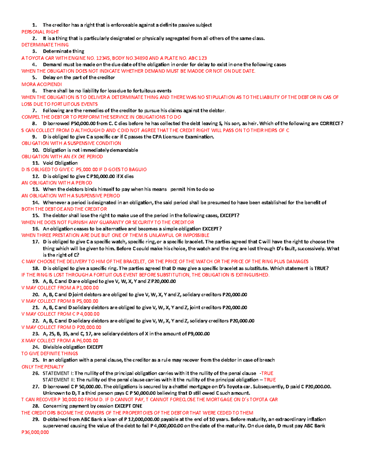 Oblicon Final Exam with Answer Key: Comprehensive Review and Solutions - Document Preview