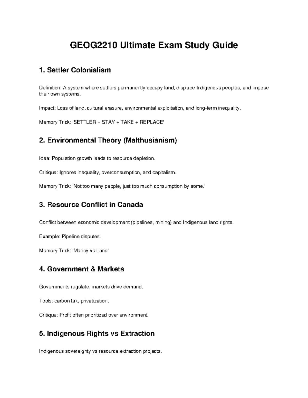 GEOG2210 Ultimate Exam Study Guide: Key Concepts & Theories - Studocu