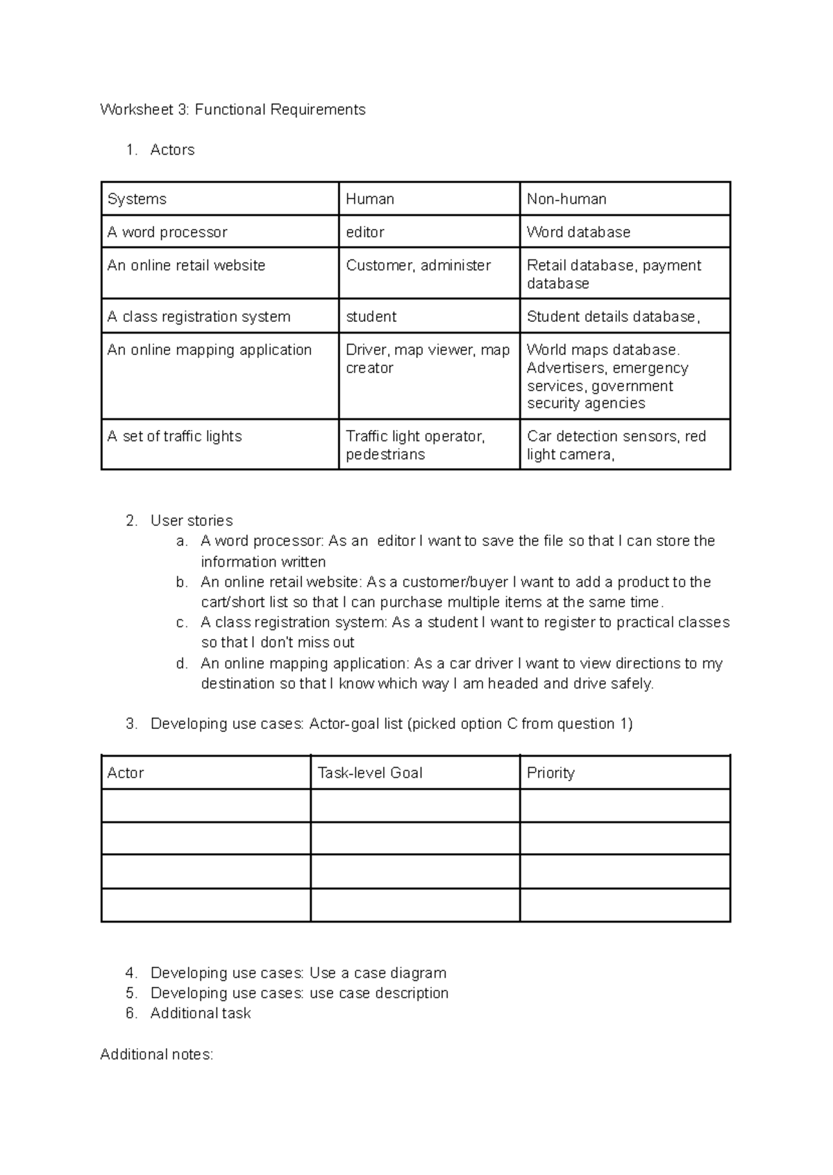 ISAD1000 Worksheet 3: Functional Requirements & Use Cases - Studocu
