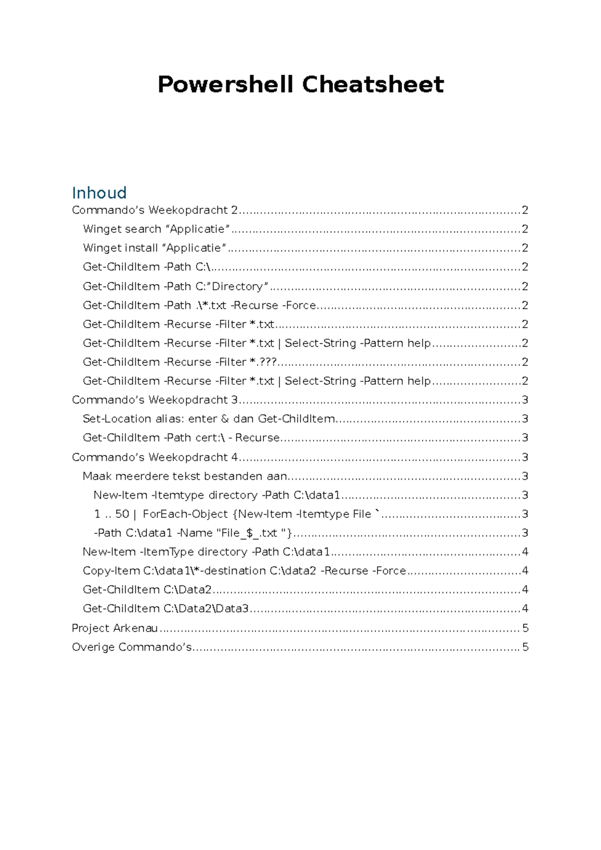 Powershell Cheatsheet v3: Essential Commands and Usage Guide - Studeersnel