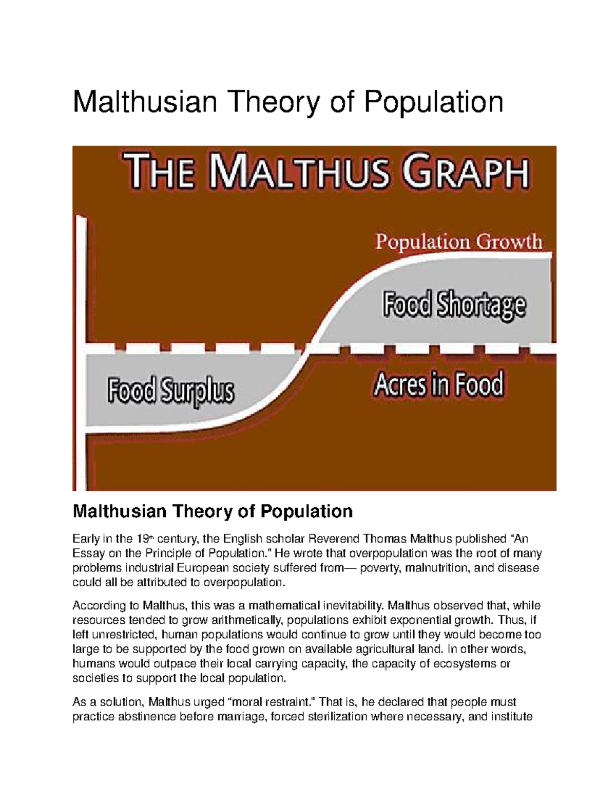 Malthus Population Theory Ppt
