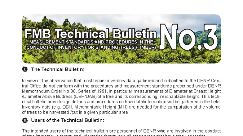 FMB Technical Bulletin No. 3: Standards for Timber Inventory ...