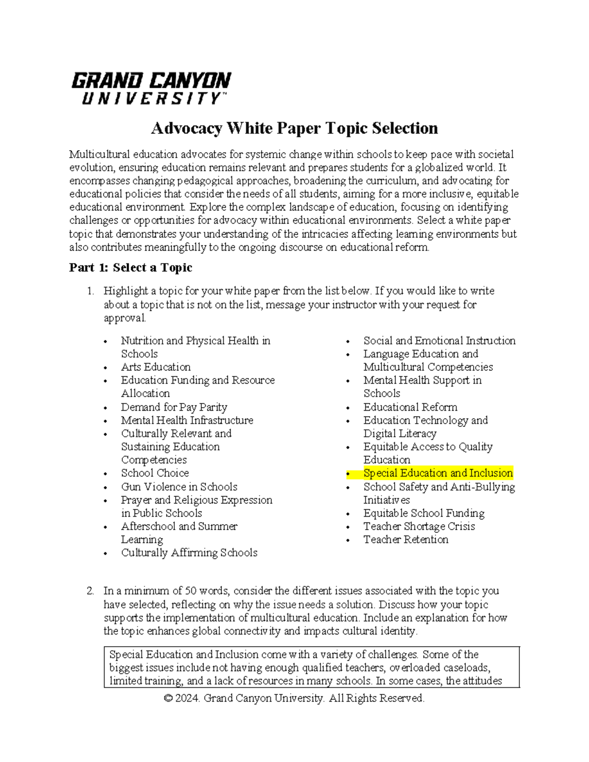 EDU-330-RS-T1: Advocacy White Paper on Special Education & Inclusion ...