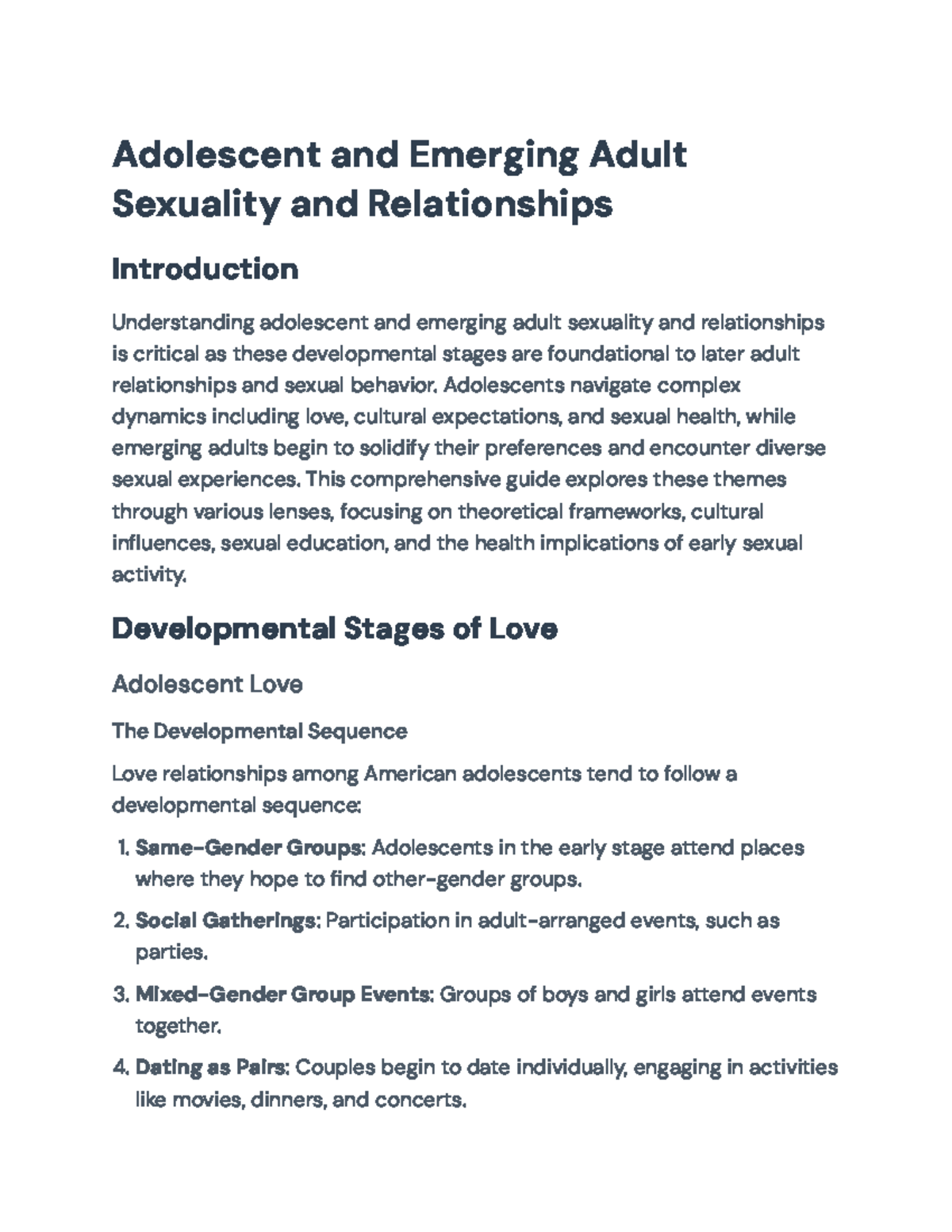 Adolescent and Emerging Adult Sexuality and Relationships Guide ...