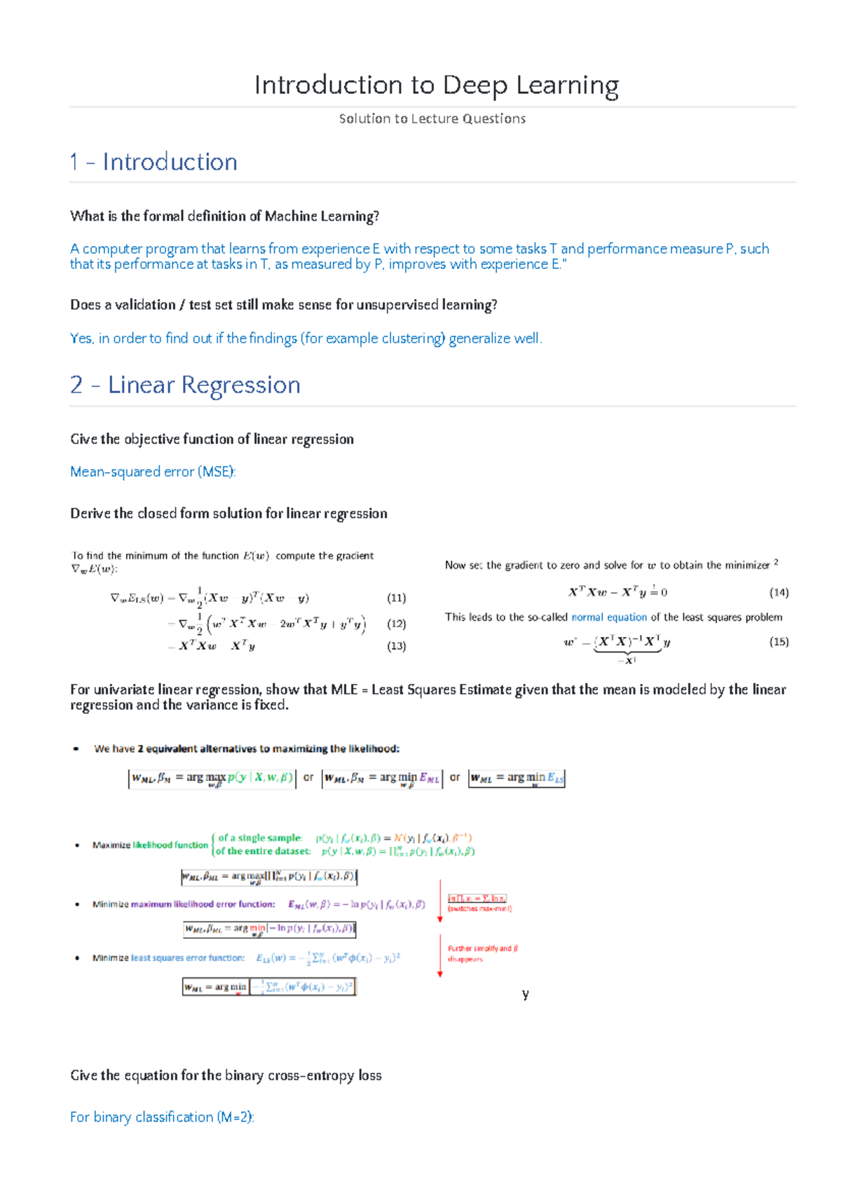 DL Summary - Zusammenfassung des Kurses - Introduction to Deep Learning ...